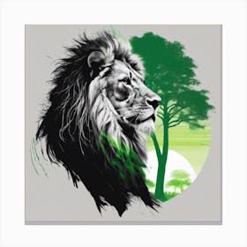 Lion In The Forest Canvas Print