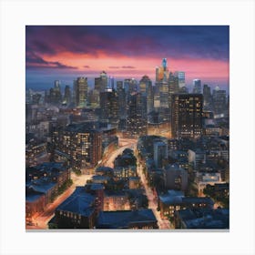 Cityscape At Dusk Canvas Print