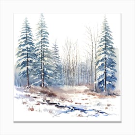 Winter Landscape Watercolor Painting Canvas Print