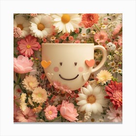 Valentine Coffee Cup Lovers Canvas Print
