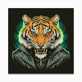 Tiger In Leather Jacket Canvas Print