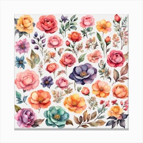 Watercolor Flowers Set Print Canvas Print