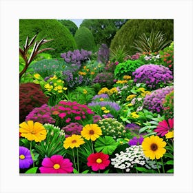 Colorful Flowers In A Garden Canvas Print