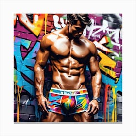 Man In Colorful Boxers Canvas Print