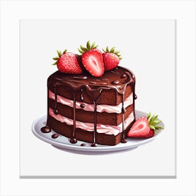 Chocolate Cake With Strawberries 9 Canvas Print