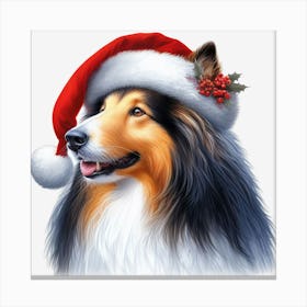 Sheltie Christmas Hat 2 Canvas Print