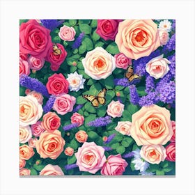 Roses Wallpaper Canvas Print