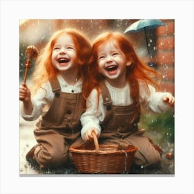 Little Redheads In The Rain Canvas Print