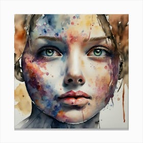 Watercolor Of A Woman'S Face 22 Canvas Print