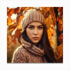 Beautiful Woman In Autumn 3 Canvas Print