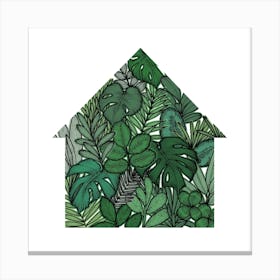Botanical Green House Square Canvas Print