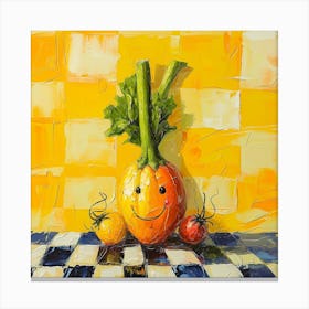 Vegetable Friend Yellow Checkerboard Canvas Print