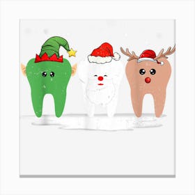 Teeth Santa Elf Reindeer Cute Dental Christmas Dentist Canvas Print