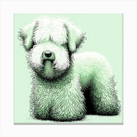 Green Drawing Dog Fluffy Canvas Print