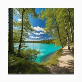 Blue Lake In The Forest 18 Canvas Print