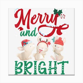 Merry And Bright Rabbit Christmas Canvas Print