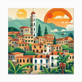 Greece Town Canvas Print