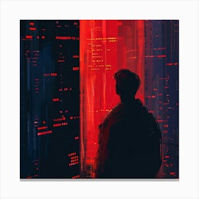 Person Standing In Front Of A City Canvas Print