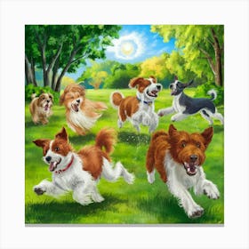 Dogs In The Park 1 Canvas Print