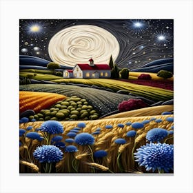 Moonlight In The Field Canvas Print