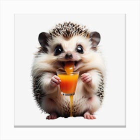 Hedgehog Drinking Orange Juice Canvas Print
