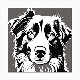 Border Collie , Black and white illustration, Dog drawing, Dog art, Animal illustration, Pet portrait, Realistic dog art Canvas Print
