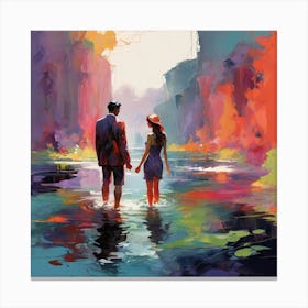 Couple In The Water Canvas Print