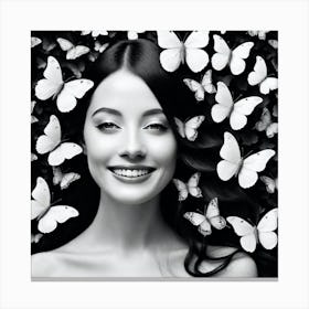 Beautiful Woman With Butterflies 7 Canvas Print