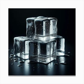 Ice Cubes On Black Background 1 Canvas Print