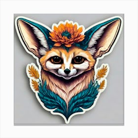 Fox With Flowers 7 Canvas Print