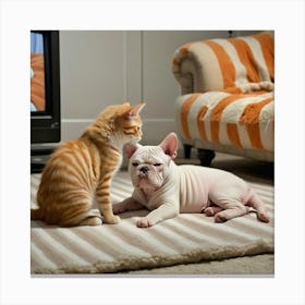 An Orange Kitten Stripes White Like Frosted Yogurt Against Its Feline Fur Nestles Peacefully Canvas Print