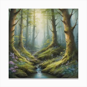 Stream In The Forest Canvas Print