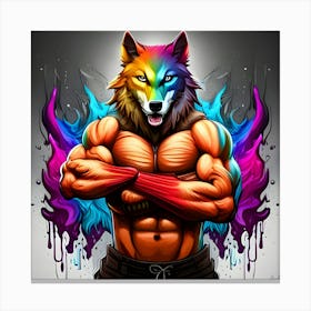 Rainbow Wolf 7 Canvas Print