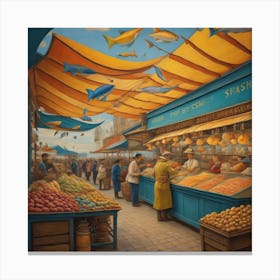'Flying Fish Market' Canvas Print
