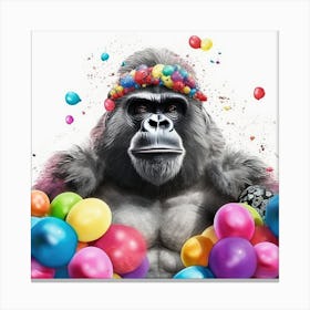 Gorilla With Balloons 3 Canvas Print