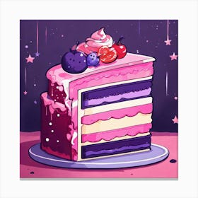 Pink And Purple Slice Of Cake (4) (1) Canvas Print