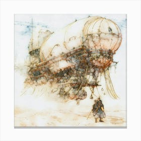 Sandpunk airship in the desert Canvas Print
