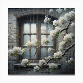 Window In The Rain Canvas Print