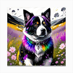 Rainbow Border Collie 3 Canvas Print