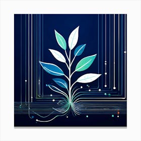 Plant Growing On A Blue Background Canvas Print