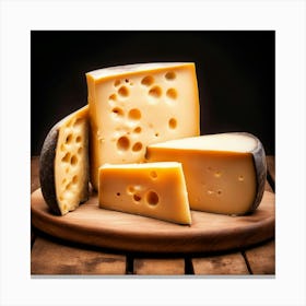 Cheese On A Wooden Board 1 Canvas Print