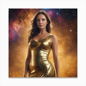 Girl In A Gold Dress 1 Canvas Print