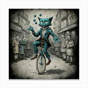 Cat On A Unicycle 1 Canvas Print