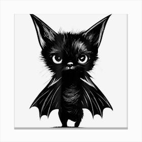 Halloween Black Cat Kitten In Bat Costume Scary Pet Canvas Print