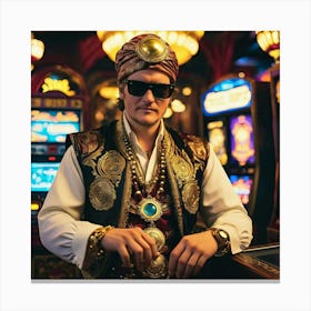 Turkish Man In Casino Canvas Print