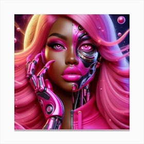 Hot Pink Diva Robot 10 Canvas Print