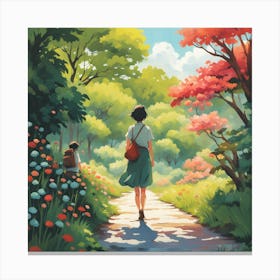 Girl In The Forest Canvas Print