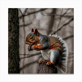 Squirrel In Forest (28) Canvas Print