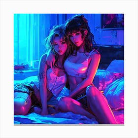 Two Girls On A Bed 1 Canvas Print