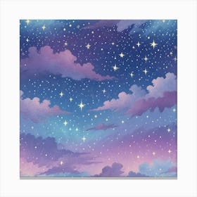 Sky With Stars And Clouds Canvas Print